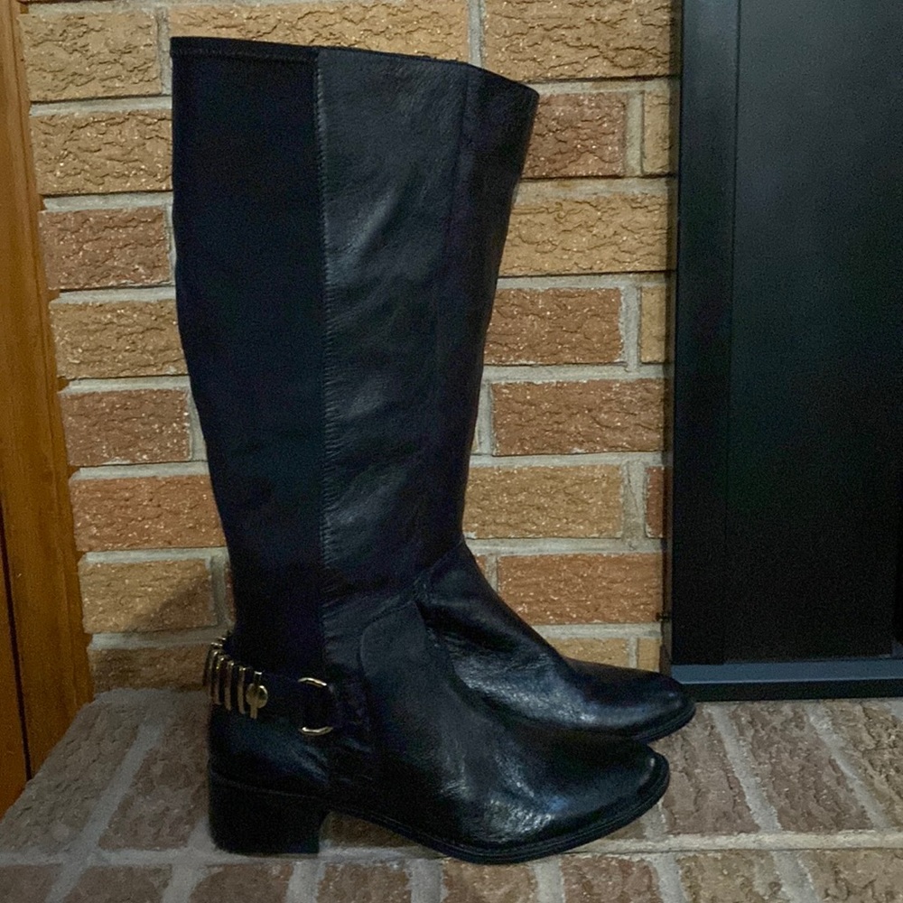 "Regina" KneeHigh Boots w/ Brass embellishment - size 10